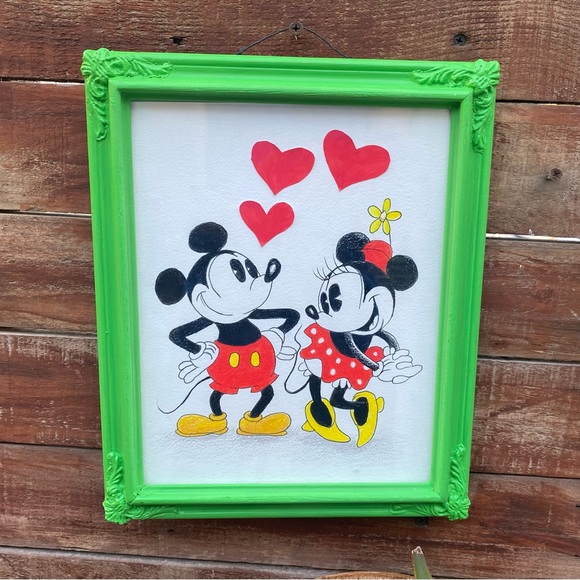 Mickey and Minnie Mouse in Love Prismacolor Pencil Drawing - Picture 1 of 8